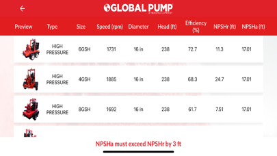 Global Pump Selector Screenshot