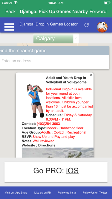 Djamga: Pick Up Games, BMR BMI Screenshot