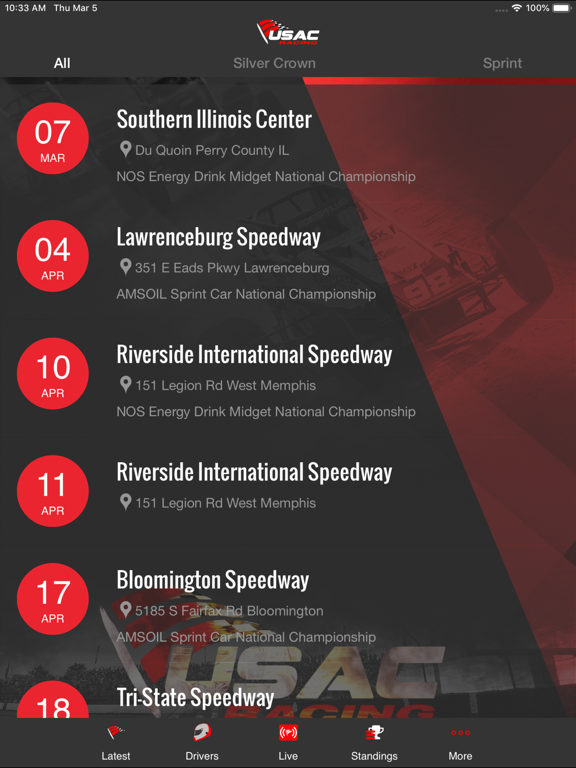 USAC Racing iPad screenshot 4 - Sports app