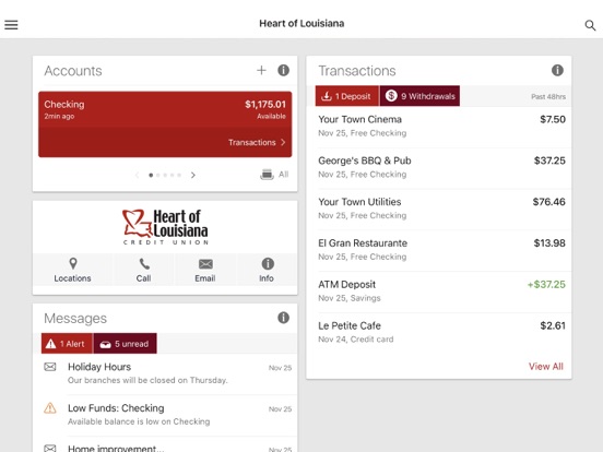 Heart of Louisiana iPad screenshot 1 - Finance app