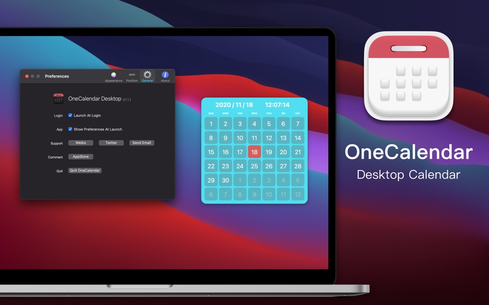 #6. OneCalendar - Desktop Calendar (macOS) Podle: Chengdu Reinvent Technology Co., Ltd.
