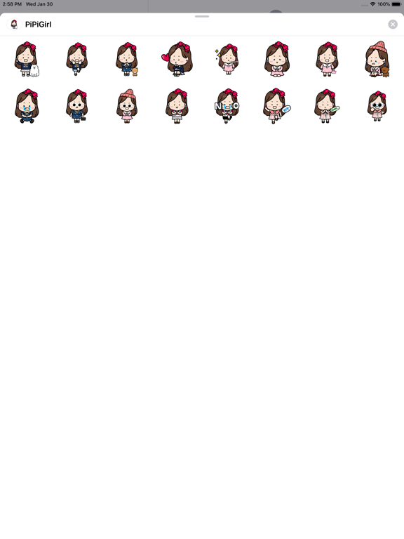 iSticker PiPi Girl iPad screenshot 1 - Stickers app