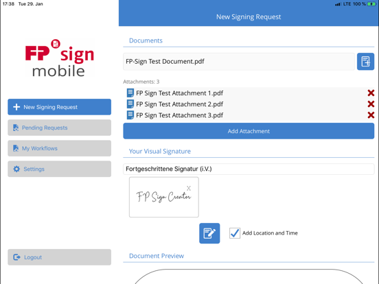 FP Sign mobile iPad screenshot