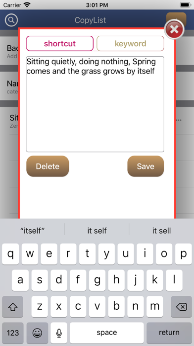 Screenshot #3 pour CopyListK shortcuts utility