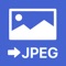 端末に保存されている写真やスクリーンショット等の画像を一覧表示し、選択した画像をJPEG形式に変換することができます。