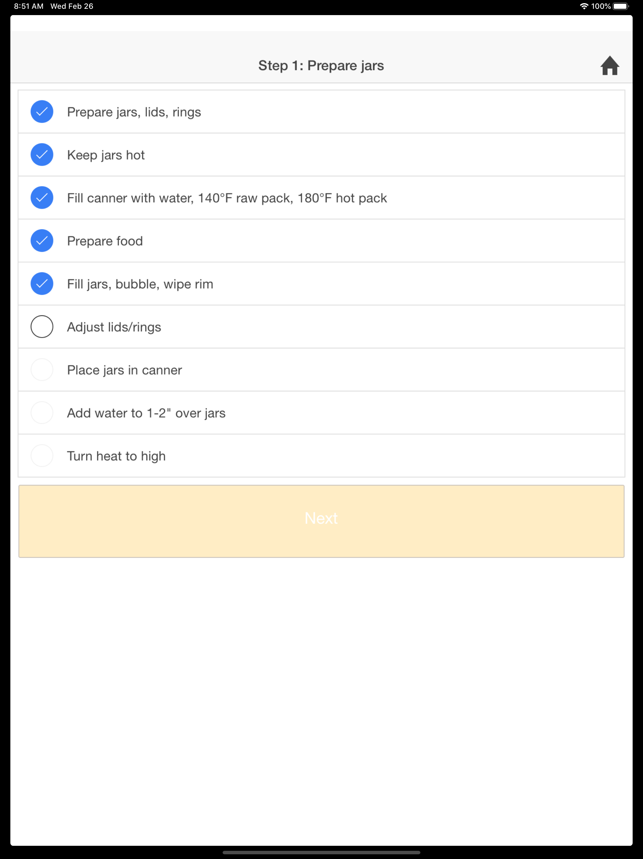 Canning timer & checklist