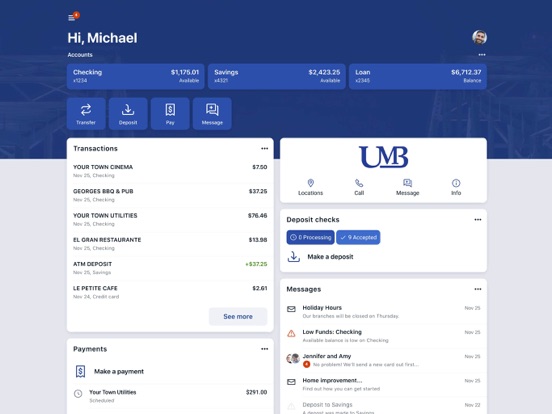 United Mississippi Bank iPad screenshot 3 - Finance app