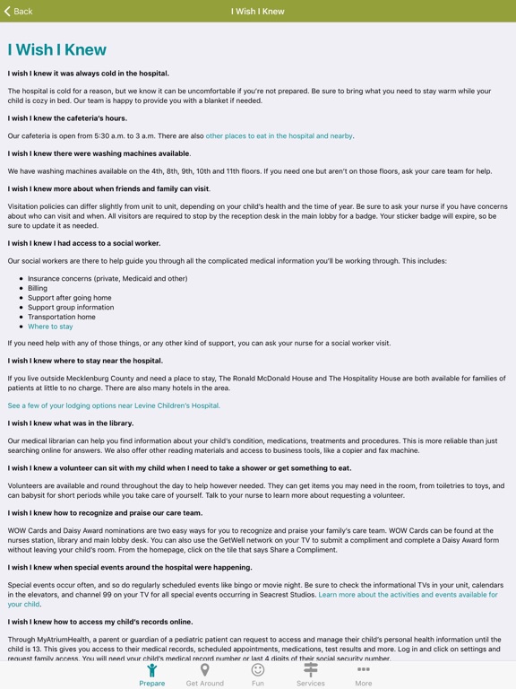 Levine Children's iPad screenshot 5 - Medical app