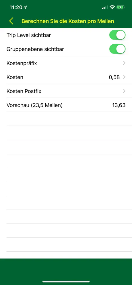 Verfolgen Sie Kilometer und Ze