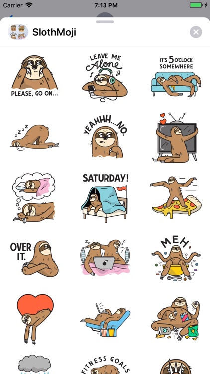 SlothMoji - Sloth Stickers