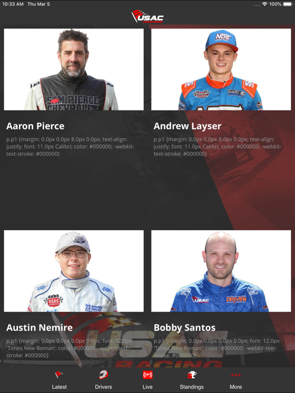 USAC Racing iPad screenshot 6 - Sports app