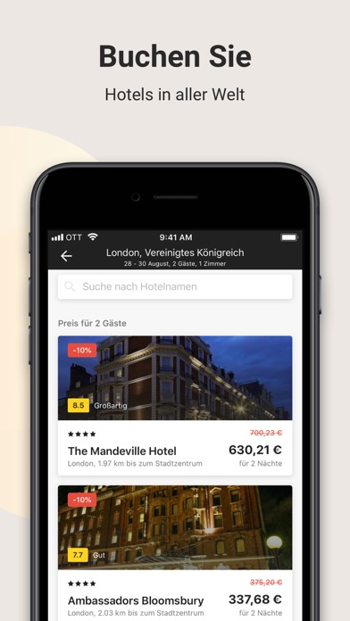 Hotels und Flugtickets.