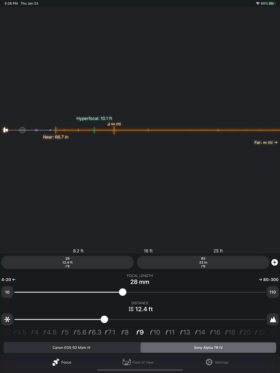 Screenshot #5 pour FocusFinder DoF Calculator