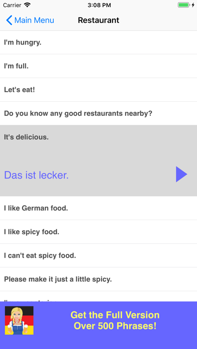 Speak German Prasebook Lite iPhone screenshot 4 - Travel app