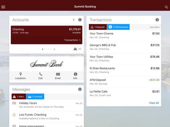 Summit Banking iPad screenshot 2 - Finance app