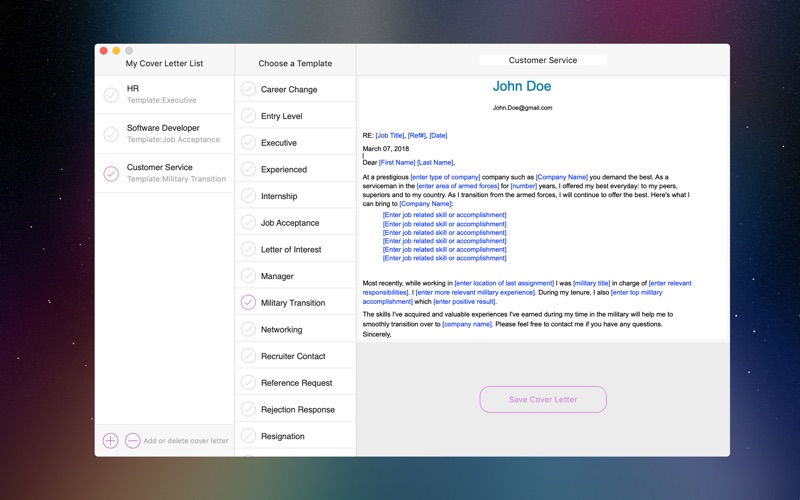 cover letter maker iphone screenshot 1