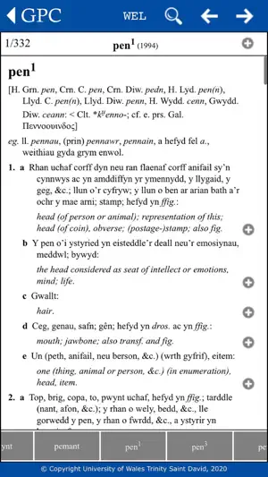 GPC Geiriadur Welsh Dictionary screenshot 4