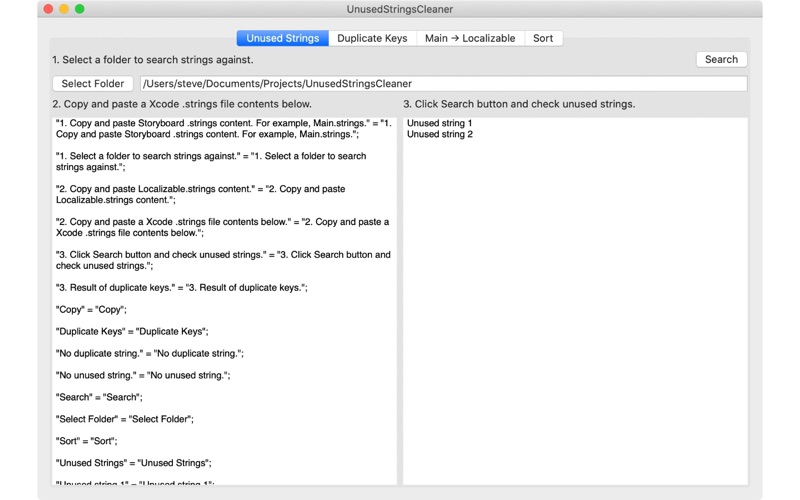 Screenshot #1 pour UnusedStringsCleaner
