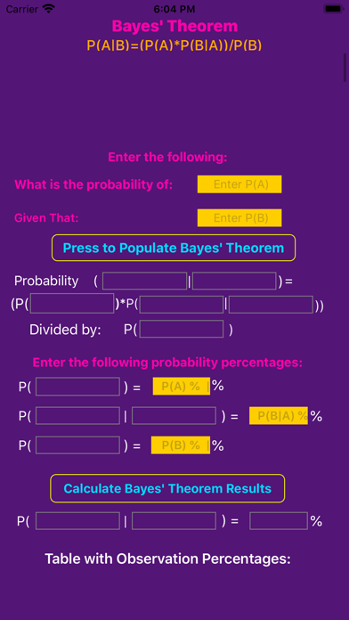 Screenshot #1 pour Bayes' Theorem Calculator