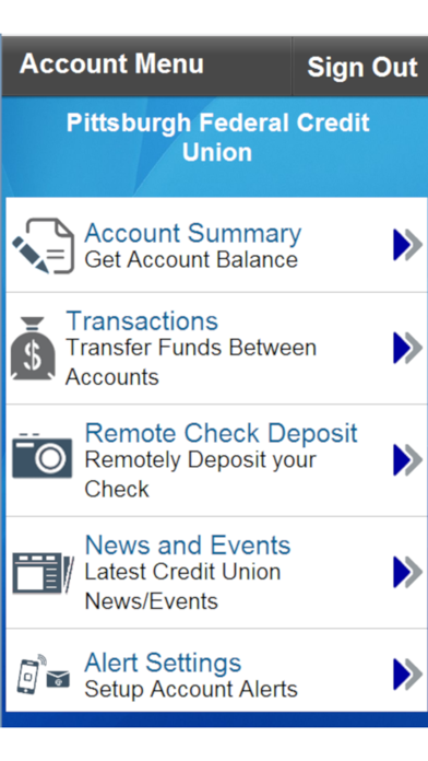 Pittsburgh FCU app screenshot