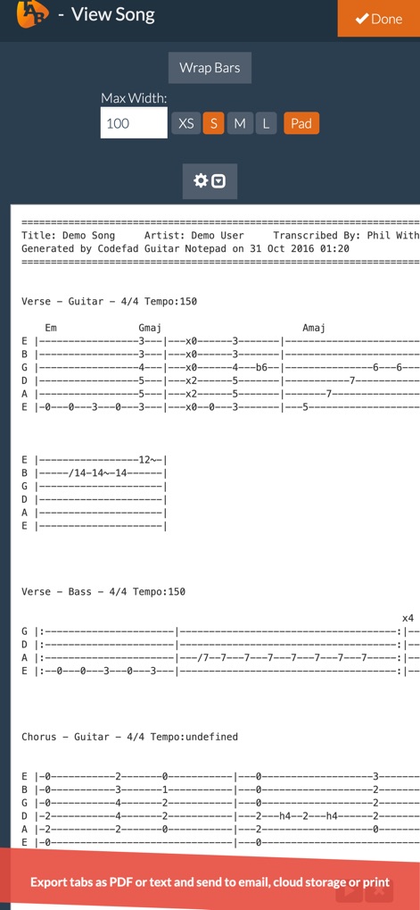 Guitar Notepad - Tab Editor - guitar-notepad-tab-view