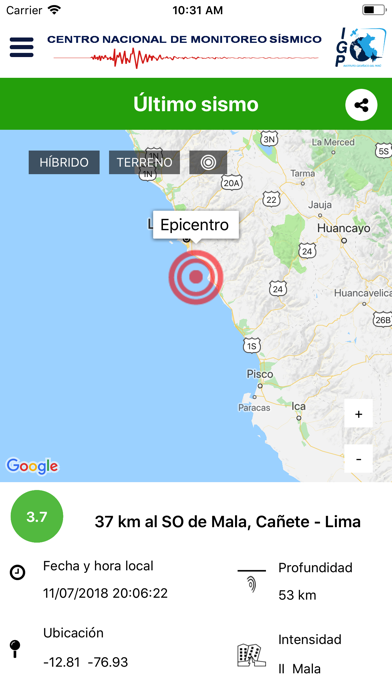 Sismos Perú Screenshot