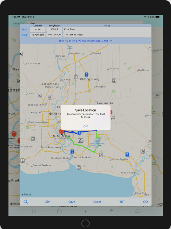 Distance Routes Navigation iPad screenshot