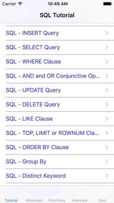 Screenshot #1 pour Learn SQL-Interview|Manual