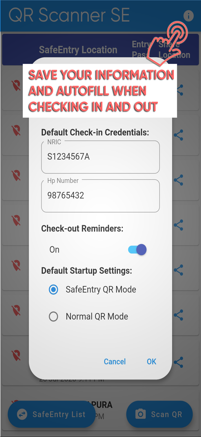 QR Scanner for SafeEntry