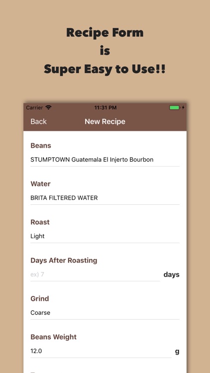 Coffee Recipe Notes - Kopi