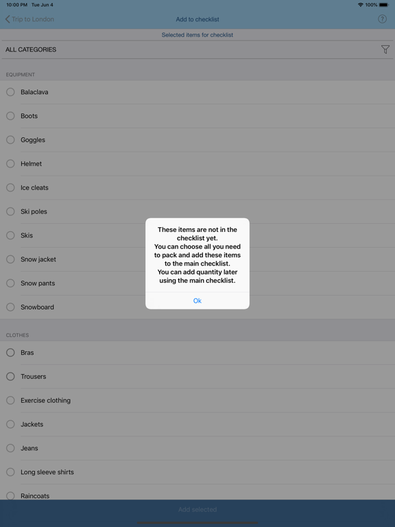 Travel Packing Checklists iPad screenshot 7 - Travel app