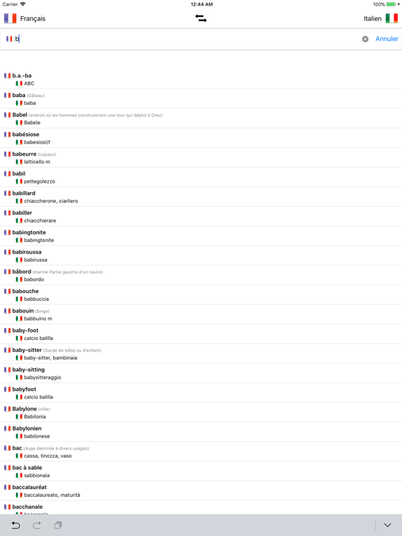 Dictionnaire Italien-Français iPad screenshot 5 - Reference app