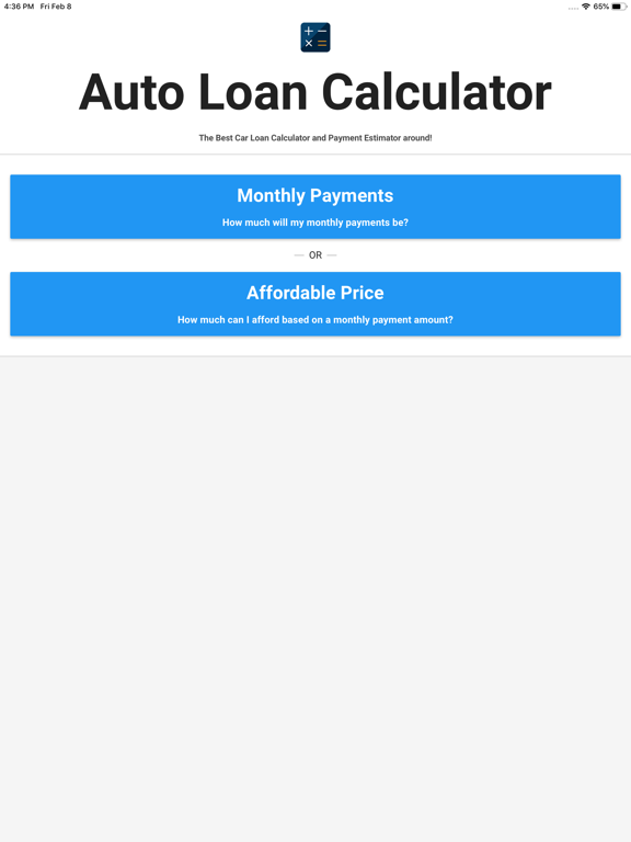 Car Loan Calculator + Estimate iPad screenshot