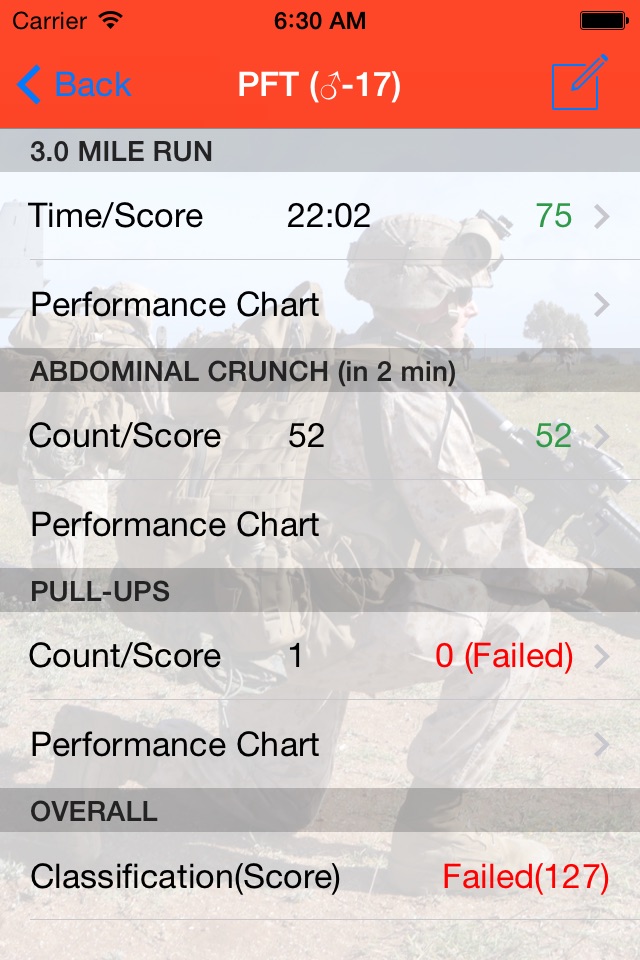 Fitness Calc for Marines screenshot 2