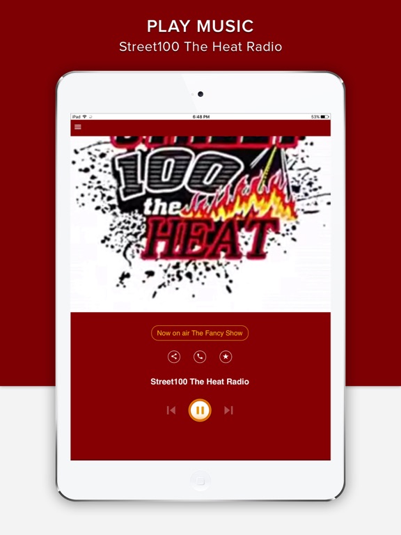 Street100 the Heat Radio iPad screenshot 4 - Music app