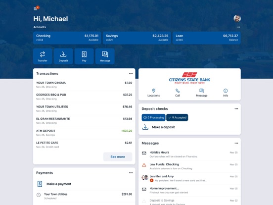 CSB iBank iPad screenshot 1 - Finance app