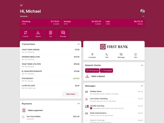 My First Bank Mobile iPad screenshot 2 - Finance app
