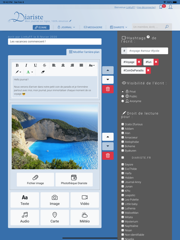 Screenshot #6 pour Diariste, journal privé/public
