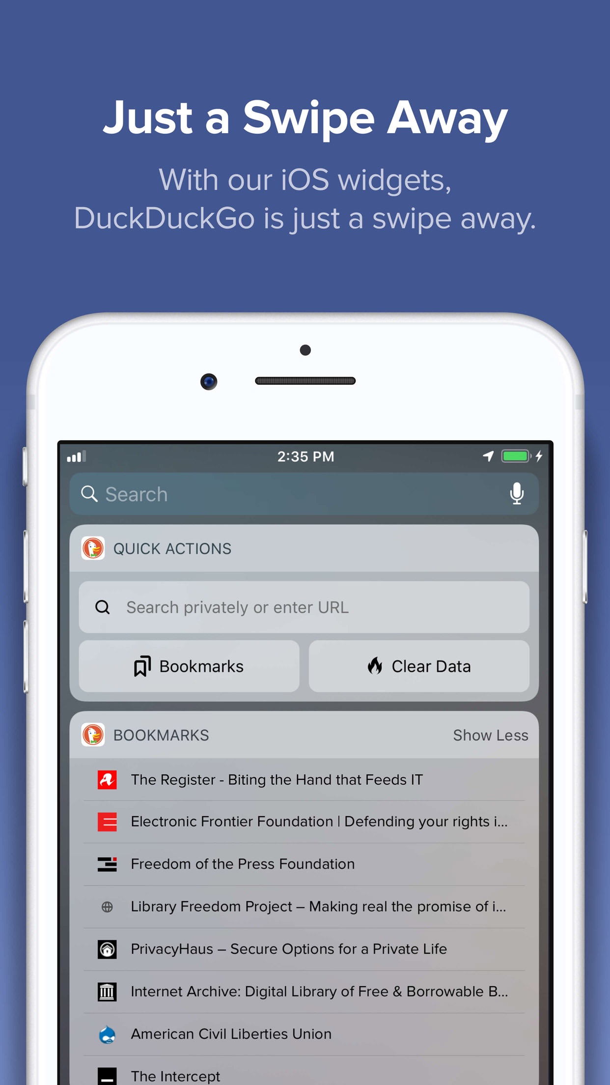Screenshot do app DuckDuckGo Privacy Browser