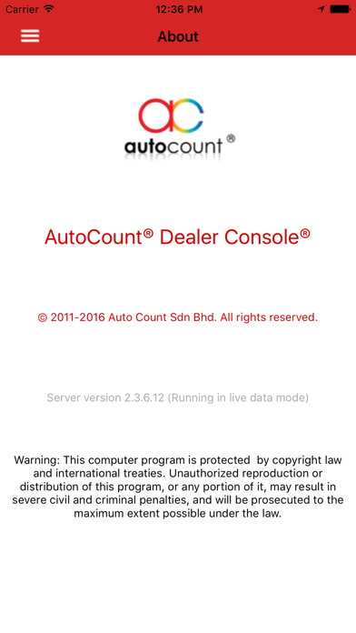 Autocount Dealer Console Screenshot