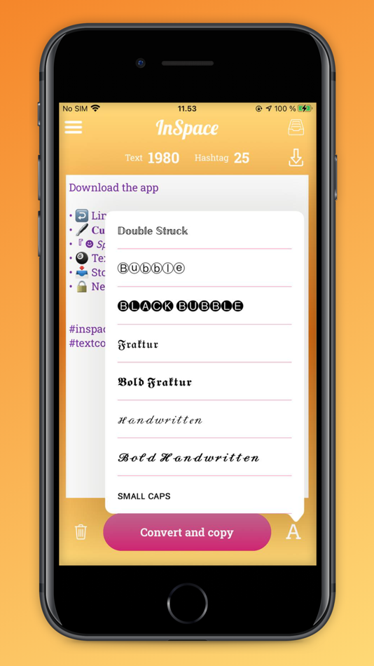 #8. InSpace: caption for Instagram (iOS) Podle: Stefano Ventrudo