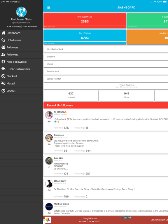 Screenshot #6 pour Unfollower Stats