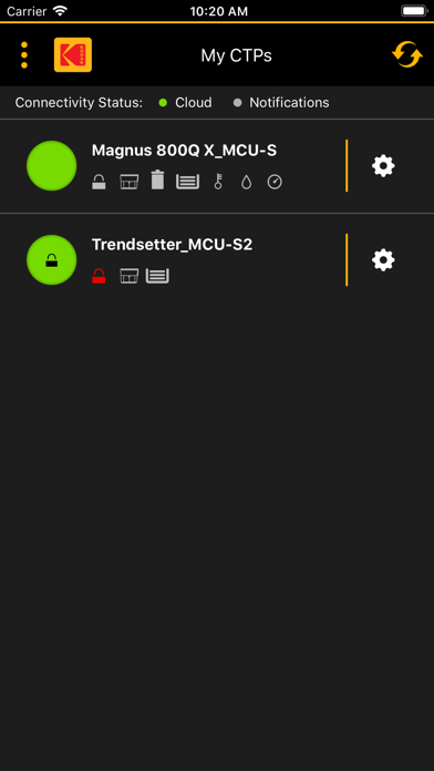 KODAK Mobile CTP Control App Screenshot