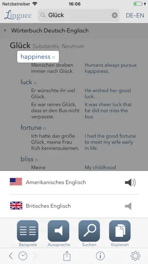 Screenshot von Wörterbuch Linguee auf dem iPhone 3