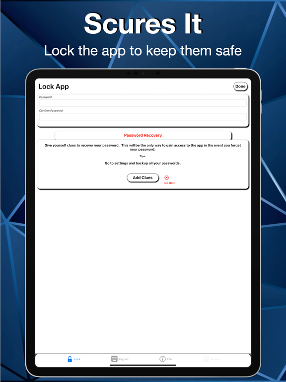 Simple Password List iPad screenshot 7 - Productivity app