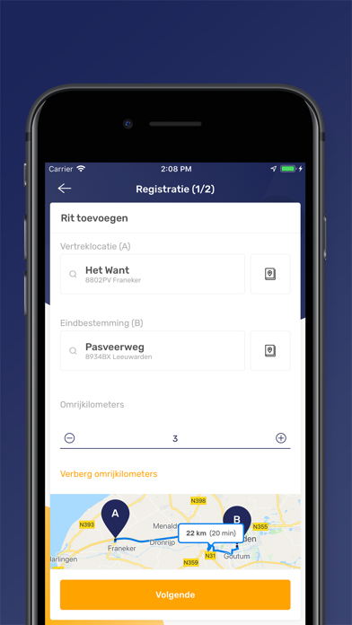 Rittenregistratie Screenshot