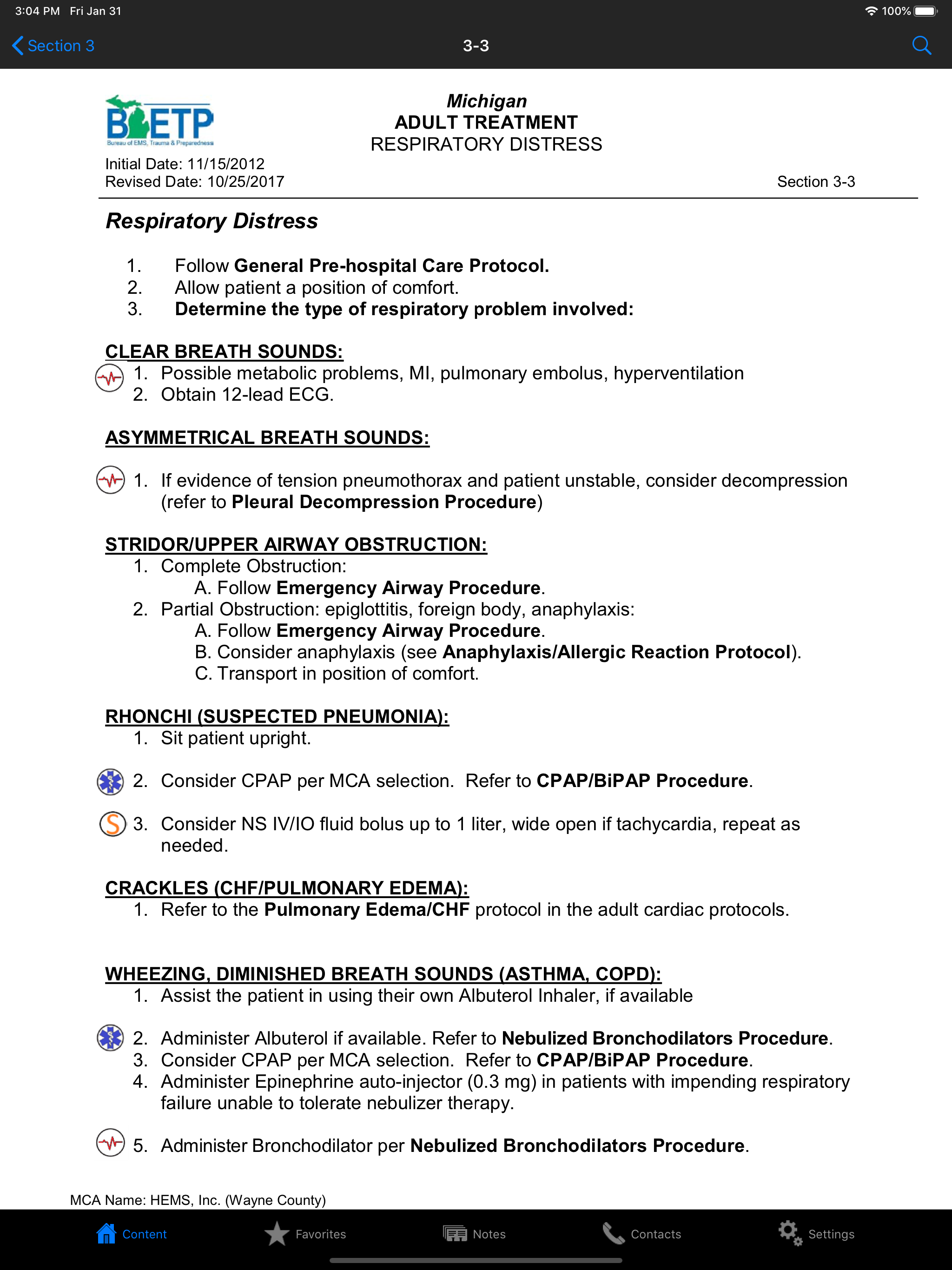 HEMS MCA Wayne Co. Protocols screenshot 8