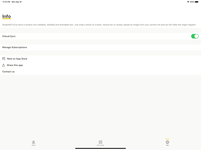 Snapshelf Text Reader App