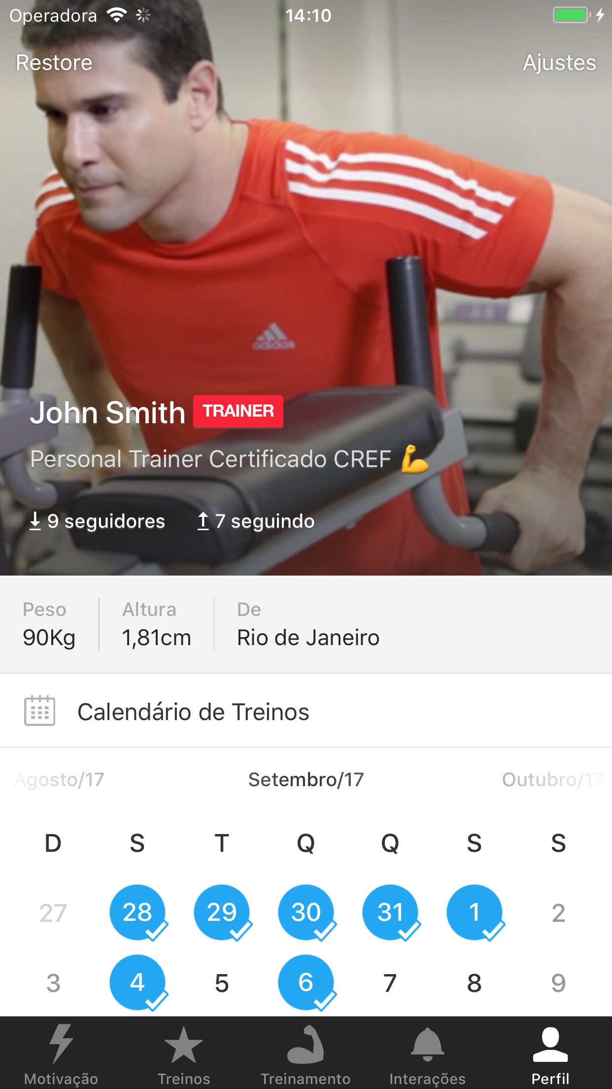 Screenshot do app MyTraining: Treino de Academia