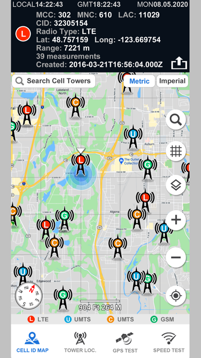 Cell Phone Towers World Map Screenshot